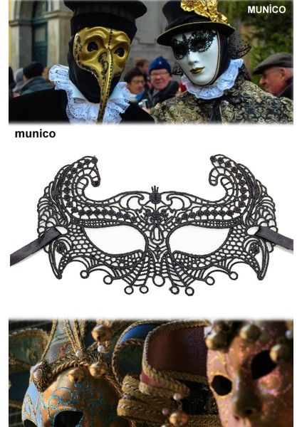 Dantel Kulaklı Siyah Maske – Yüze Tam Oturan Tasarım | Maskeli Balo ve Kostüm Partileri Için