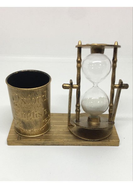 Antika Tasarımlı Dekoratif Kalemlik ve Kum Saati Dekorasyon Ev Ofis Sevgiliye Hediyelik