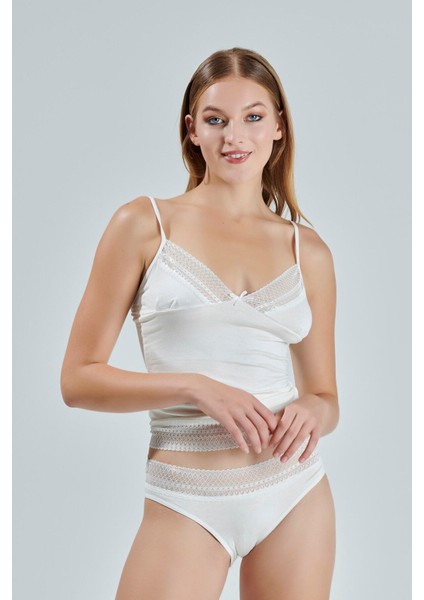 Kadın Ekru Penye Rahat Atlet Külot Kaşkorse Set Kadın Iç Çamaşırı Takımı L.4.0.2.l.0.02