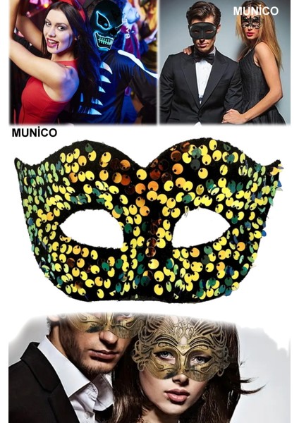 Işıltılı Altın Maske – Balo ve Karnaval Için Şık Tasarım | Yetişkin Uyumu, Rahat Kullanım