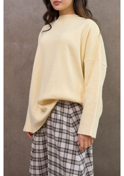 Tereyağ Sarısı Salaş Triko Kazak fiyatları