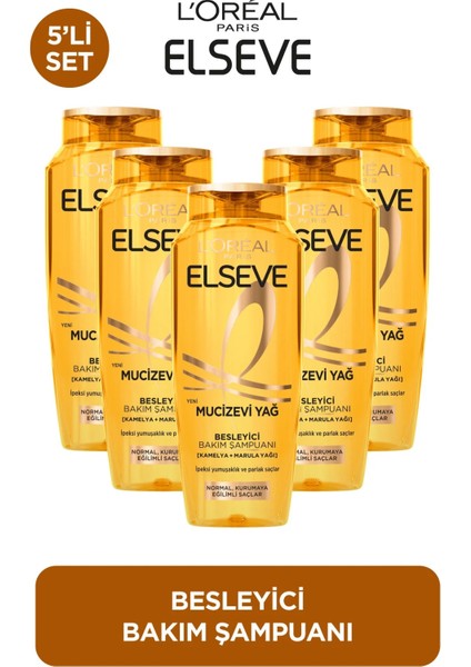 5'li L'oréal Paris Elseve Mucizevi Yağ Besleyici Bakım Şampuanı 400 ml