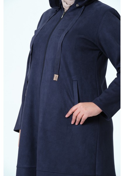 Bilgenaz Kadın Büyük Beden Süet Kumaş Ara Boy Mevsimlik Kap