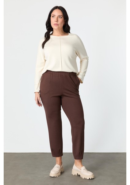 Büyük Beden Modal Pantolon-Kahve