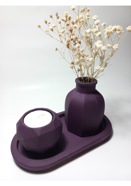 Geometrik Mumluk ve Vazo Dekoratif Tabaklı Set Random fiyatları