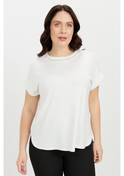 Büyük Beden Kolye Detaylı Bluz-Kemık fiyatları