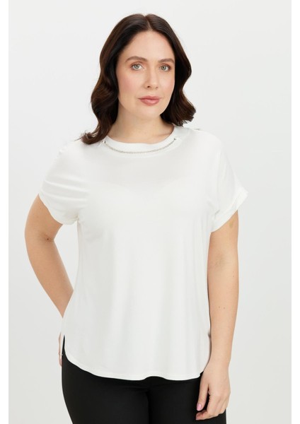 Büyük Beden Kolye Detaylı Bluz-Kemık fırsatları