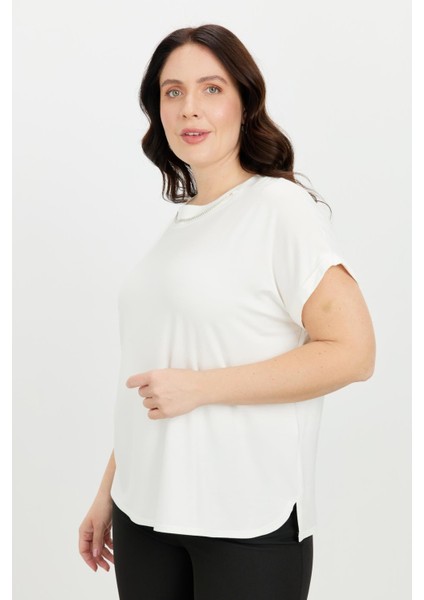 Büyük Beden Kolye Detaylı Bluz-Kemık indirimleri