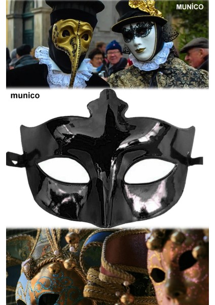 Siyah Renk Venedik Balo Maske Rahat ve Nefes Alabilir Kumaş | Cadılar Bayramı ve Özel