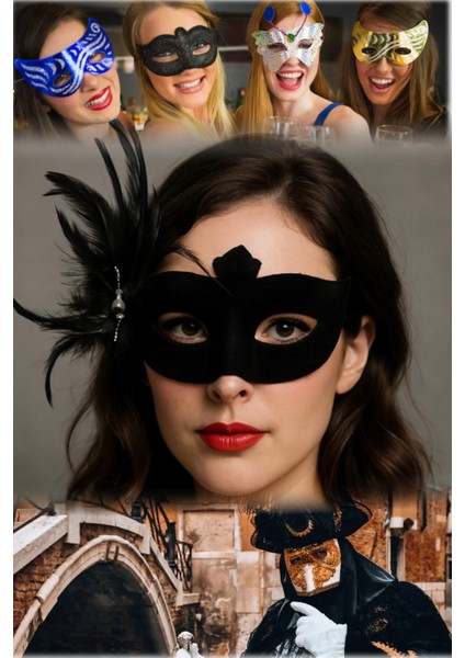 2 Adet Siyah Süet Kaplama Parti Maskesi – Yandan Tüylü, Beyaz Incili | 18X15 cm Maskeli Balo fiyatları