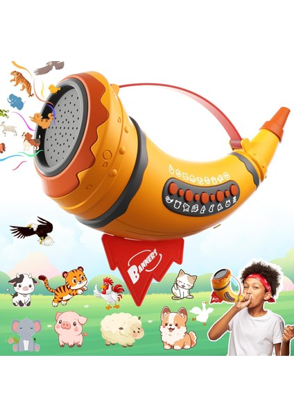 Işıklı Pilli 30 Farklı Hayvan Sesi Çıkaran Oyuncak Müzik Aleti Eğitici oyuncak sarı
