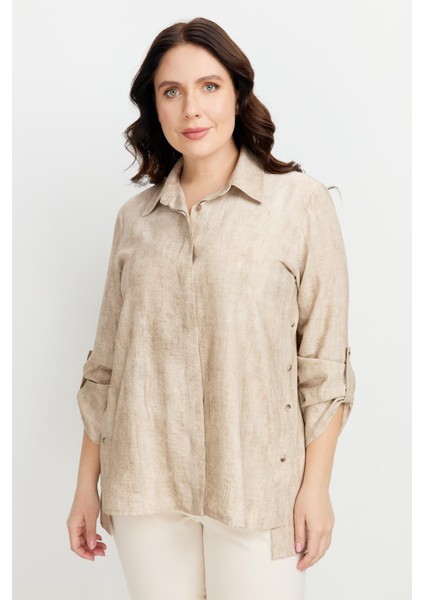 Büyük Beden Eskitme Desen Gömlek-Taş fiyatları