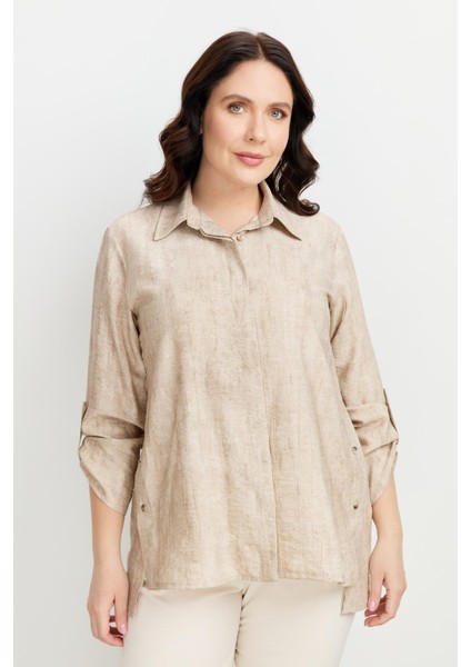 Büyük Beden Eskitme Desen Gömlek-Taş modelleri