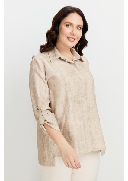 Büyük Beden Eskitme Desen Gömlek-Taş fırsatları