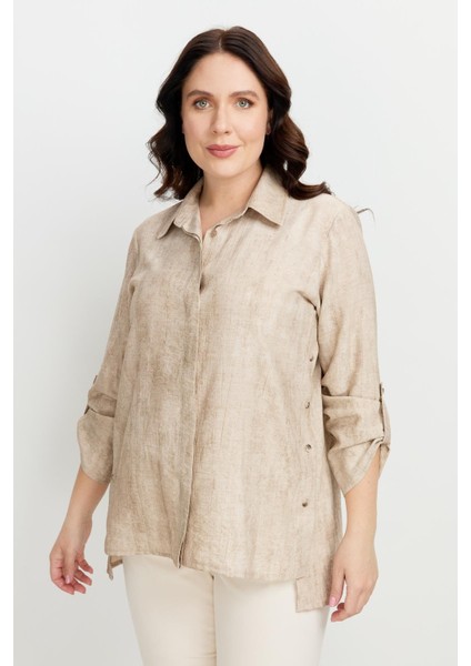 Büyük Beden Eskitme Desen Gömlek-Taş indirimleri