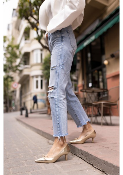 Maxy Kadin Bej Ten Babet Tarzi Yumusak Topuklu Ayakkabi