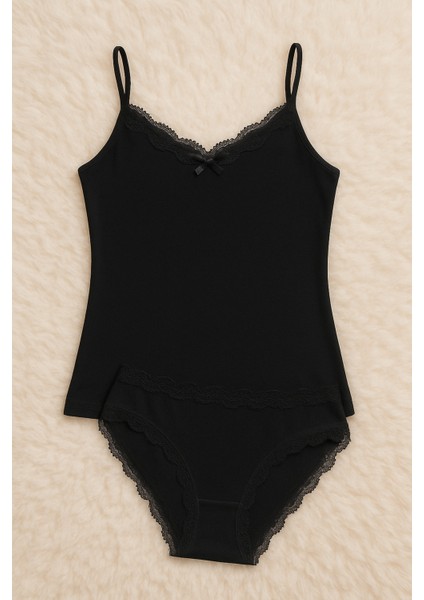 Kadın Giyim Dantel Detaylı 2'li Penye Takım LL.K63.O03.001