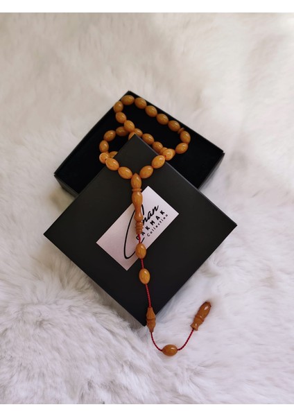 Küre Kesim Koyu Sarı Sıkma Kehribar Tesbih