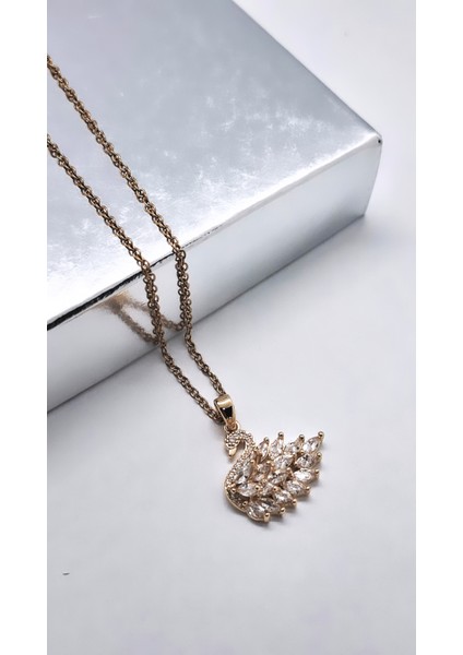 Beyaz Zirkon Taşlı Kuğu Çelik Kolye indirimleri