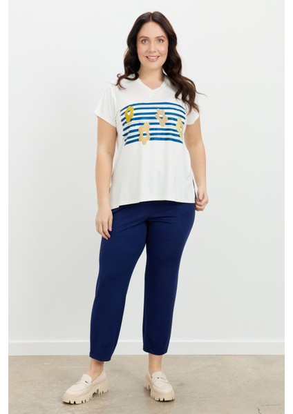 Büyük Beden Baskı Detay Bluz-Kemık fiyatları