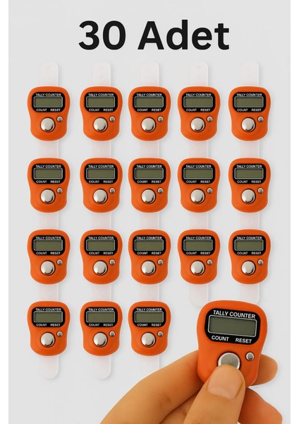 30 Adet Turuncu – Dijital Parmak Tipi Yüzük Tesbih, Namaz Zikir Sayacı