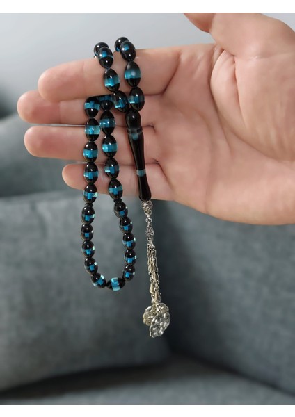 Parlament Mavisi Sürmeli Sıkma Kehribar Tesbih fiyatları