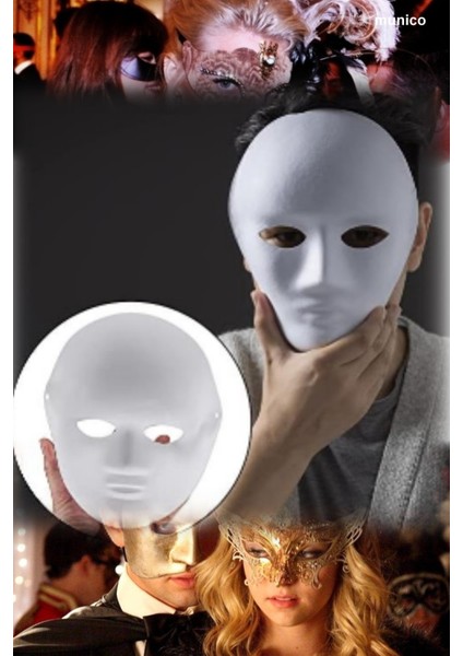Boyanabilir Beyaz Maske Fantezi Lastik Aparatlı | Kostüm Partileri ve Sanatsal Etkinlikler