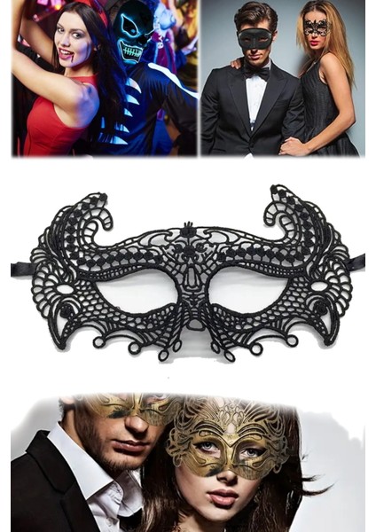 Siyah Dantel Kesim Parti Maskesi Zarif Dantel Işlemeli, Hafif ve Şık | Maskeli Balo Aksesuarı