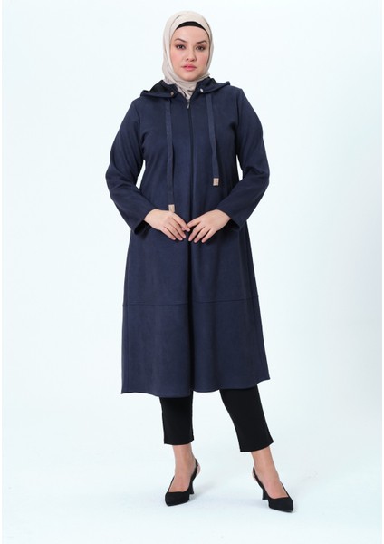 Bilgenaz Kadın Büyük Beden Süet Kumaş Ara Boy Mevsimlik Kap