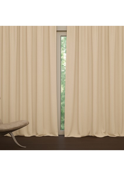 Bej Termal Işık Geçirmez Kornişli Blackout Karartma Saten Perde Enxboy modelleri