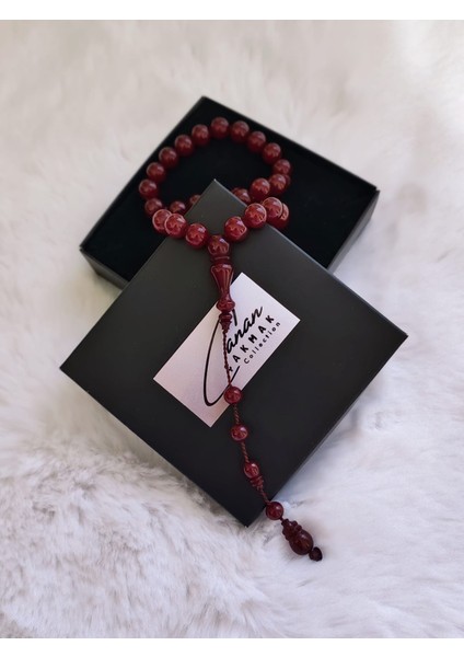 Küre Kesim Bordo Sıkma Kehribar Tesbih