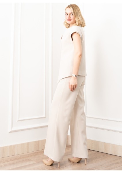 Verev Kesim Kruvaze Kapama Deteylı Yelek Pantolon Takım 1284 fiyatları