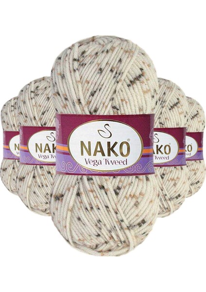 5 Adet Vega Tweed Premium Akrilik El Örgü Ipi Yünü No: 35017