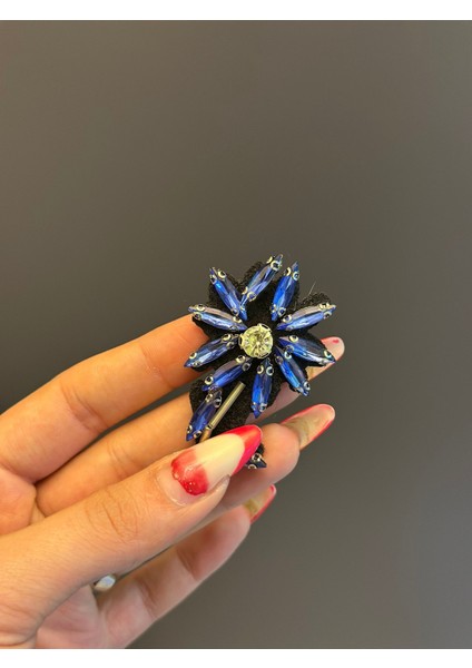 Zirkon Taşlıçiçek Arma Dikiş Aplike 7x4 cm