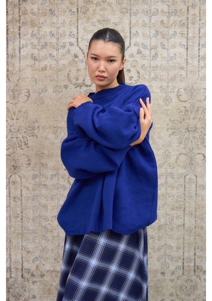 Mavi Salaş Triko Kazak