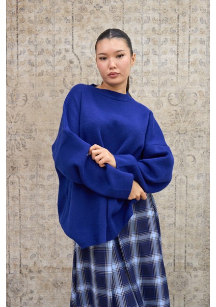 Mavi Salaş Triko Kazak