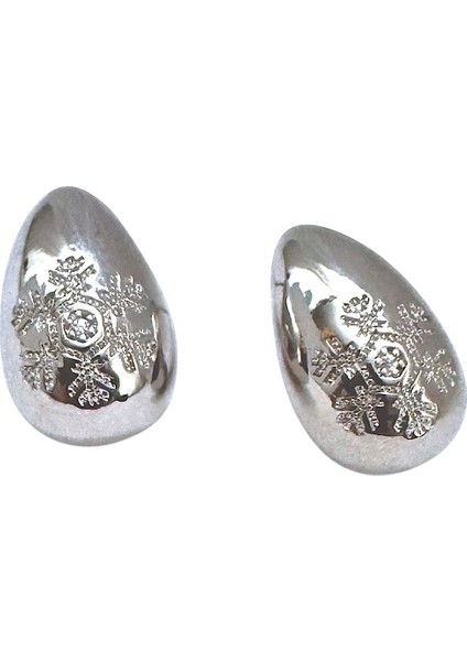 Kartanesi Zirkon Taşlı Damla Kadın Çelik Küpe Gümüş Renk