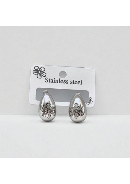 Kartanesi Zirkon Taşlı Damla Kadın Çelik Küpe Gümüş Renk fiyatları