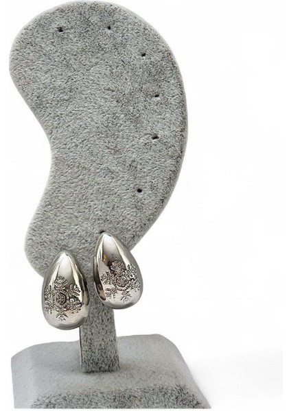 Kartanesi Zirkon Taşlı Damla Kadın Çelik Küpe Gümüş Renk modelleri