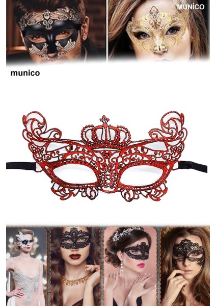 3 Adet Dantel Örgü Kırmızı Maske – Konforlu ve Zarif Tasarım | Bride ve After Parti Için Ideal fiyatları