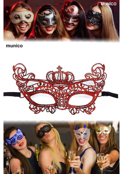 3 Adet Dantel Örgü Kırmızı Maske – Konforlu ve Zarif Tasarım | Bride ve After Parti Için Ideal indirimleri