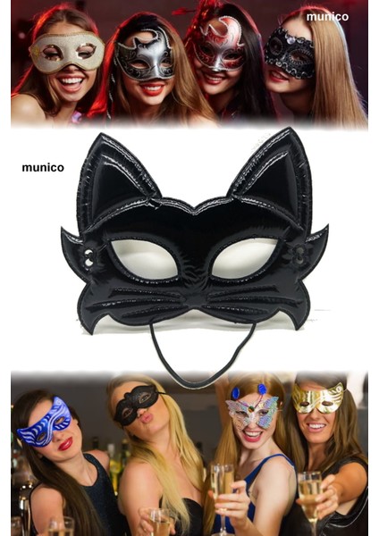 Siyah Kumaş Kedi Maskesi Eva Destekli, Lastikli | 19X15 cm Yetişkin ve Çocuk Uyumu Sexy Maske modelleri