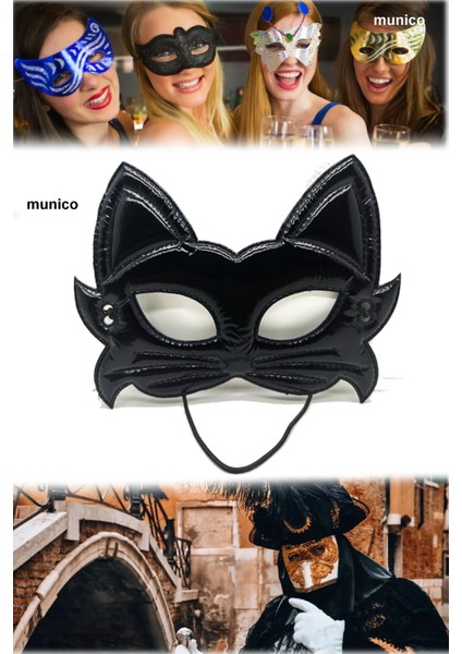 Siyah Kumaş Kedi Maskesi Eva Destekli, Lastikli | 19X15 cm Yetişkin ve Çocuk Uyumu Sexy Maske