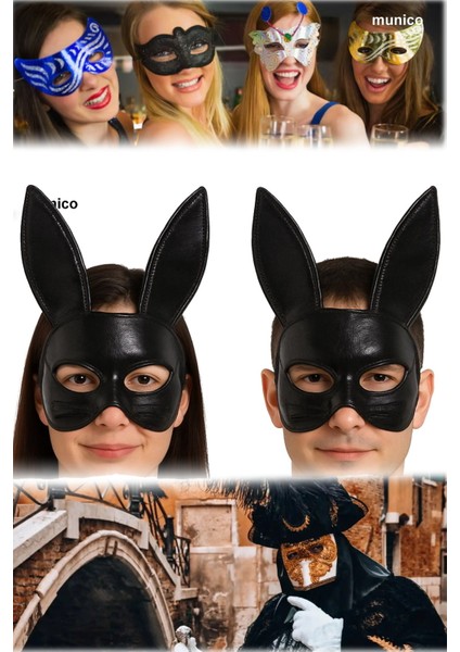 Siyah Tavşan Maskesi Lastikli, Kumaş Malzemeli | Çocuk ve Yetişkinler Eğlenceli Kostüm Maskesi fiyatları