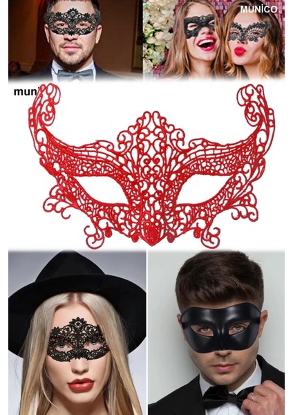 Dantelli Kırmızı Maske – Örgü Detaylı, Konforlu Kullanım | Bride ve After Parti Için Ideal fırsatları