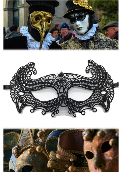 2 Adet Siyah Dantel Kesim Parti Maskesi Zarif Dantel Işlemeli, Hafif ve Şık | Maskeli Balo Aksesuarı