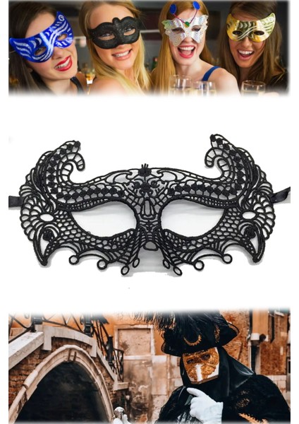 2 Adet Siyah Dantel Kesim Parti Maskesi Zarif Dantel Işlemeli, Hafif ve Şık | Maskeli Balo Aksesuarı