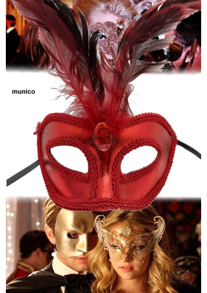 3 Adet Sexy Kırmızı Tüylü Rugan Maske – Şık ve Göz Alıcı Tasarım | Bride ve After Parti Için Ideal fırsatları