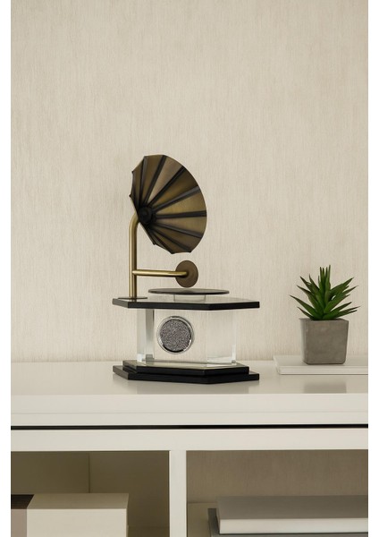 Vintage Tarz Kristal Gramofon - Dekoratif Ev Süsü, Modern Retro Tasarım GLR-FSB011