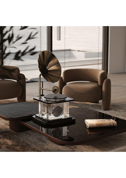 Vintage Tarz Kristal Gramofon - Dekoratif Ev Süsü, Modern Retro Tasarım GLR-FSB011 modelleri
